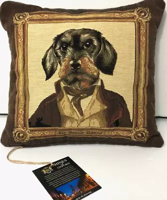 Hines Of Oxford DOG PORTRAIT DARK Tapestry Decorative Pillow Sir Basile David • $52