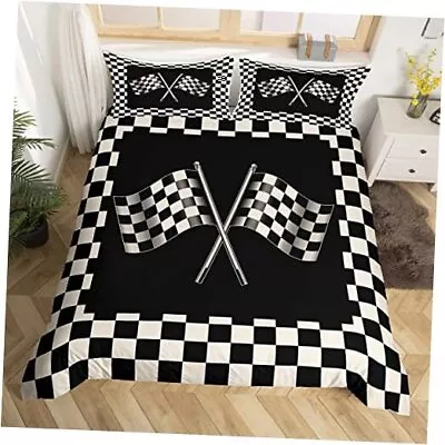 Black White Geometry Duvet Cover Queen Size Racing Car Queen 90 X90  Racing 03 • $54.78