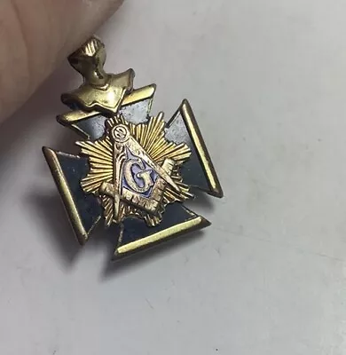 Vtg Antique Masonic GF Knights Templar Cross Watch Fob Pendant Black Onyx Mason • $74.99