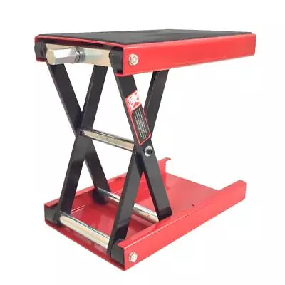 New Red Steel Motorcycle Wide Deck Scissor Lift Jack Crank Hoist Stand 1100 Lbs • $55.59