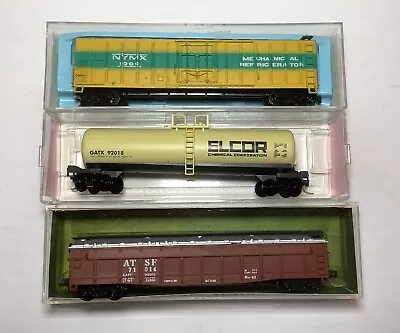 3 N Scale Used Atlas Roundhouse Trix With Micro Trains Trucks With Boxes • $34.50