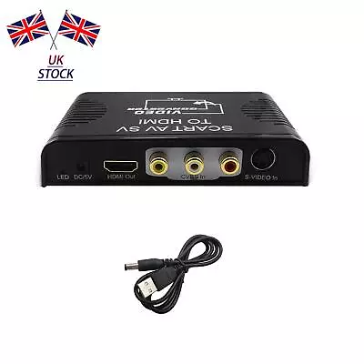 Scart AV S-video To HDMI Composite Switcher RCA Video&Audio Converter Adapter • £37.16