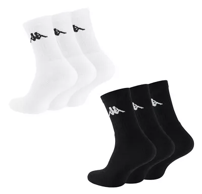 Kappa Mens White Sport Socks 3 - 6 Pairs Black Cotton Running Socks Cushioned • £13.99