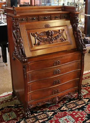 19th Century Victorian Mahogany Winged Griffin Slant Front Desk Attr To Horner • $3900