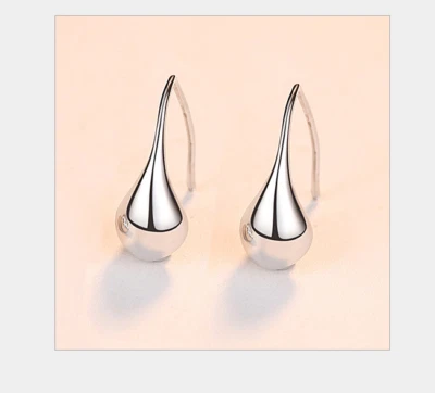 $12.95 • Buy Sterling Silver 925 Solid Classic Puffed Teardrop Hook Dangle Earrings Gift PE44