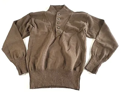 New DSCP US Military GI Army 5 Button 100% Wool Sweater OD Brown Size Large • $31.49