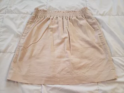 J Crew Linen Cotton City Skirt Cream Elastic Waist Lined Size 8 • $20