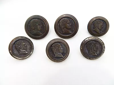 Vintage Brass Buttons Napoleon Empereur Set Of 6 Round 2 Sizes 4 & 2 • $4.99