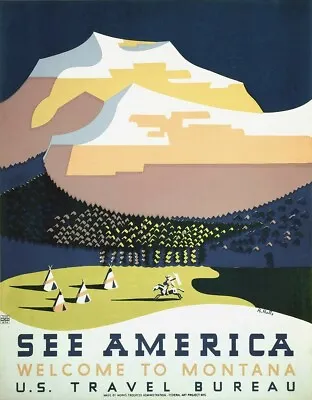 1937 See America Welcome To Montana Travel Poster Art Print Wall Decor • $16.80