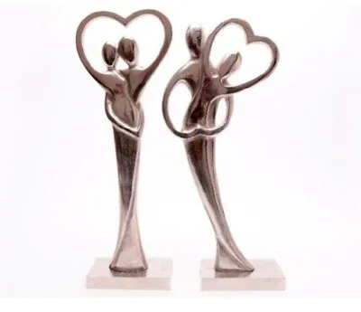 Beautiful Heart/Couple Standing Ornament -  Aluminium Figurine Home Decor - Love • £17.99