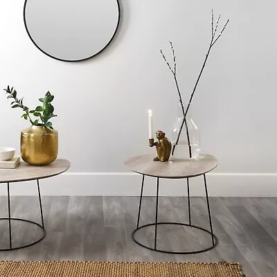 Leaf Wooden Coffee Table White Oak Veneer Round Leg Base Modern Side End Table • £126.45