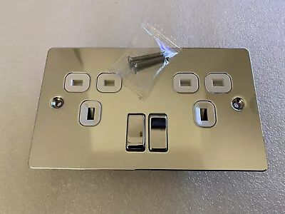 LAP Brushed Stainless Steel 2 Gang 13A Sockets • £8.99