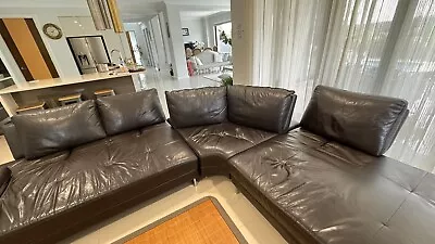 Leather Sofa Lounge L Shape Brown. Purchase From Nick Scali Furnitures. • $400