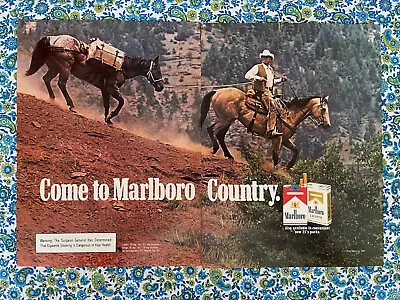 🔥🔥Vintage 1985 Marlboro Cigarettes Print Ad Cowboy Horses Pack Horse 🔥🔥 • $2.20