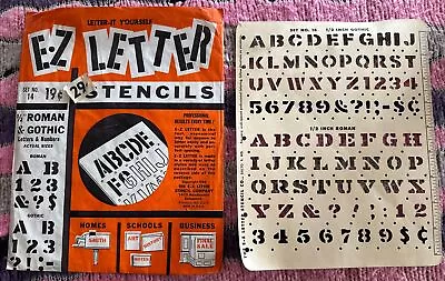 E-Z Letter Stencil Letters & Numbers Roman & Gothic 1/2” Set NO 14 Vintage • $18