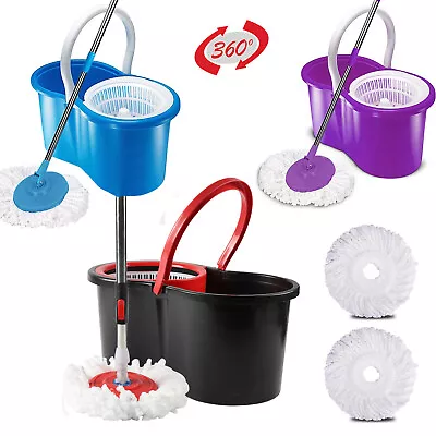 £10.78 • Buy 360° Floor Magic Spin Mop Bucket Set Microfiber Rotating Easy Wring New 2 Heads 