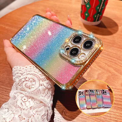 $13.49 • Buy For IPhone 14 13 Pro 12 11 Pro Max XS XR 8 Plating TPU Bling Diamond Case Cover