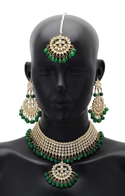 $63.12 • Buy Indian Fashion Wedding Jewelry Earrings Necklace Gold Bridal Traditional Set