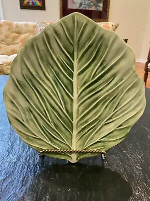 Large Vintage Majolica Ceramic Pottery Serving Leaf Platter Plate Hand Painted • $31.99