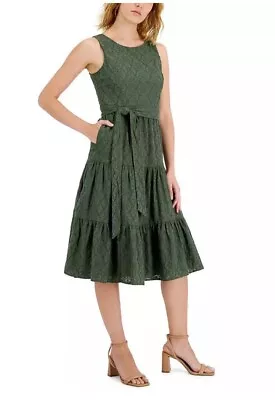 Tahari ASL Green Eyelet Sun Dress Size 12 • $30