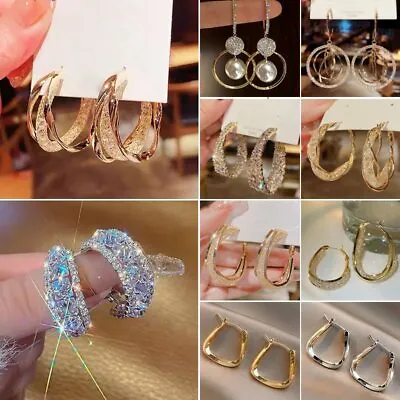 $2.06 • Buy Fashion Crystal Zircon Earrings Hoop Dangle Drop Hook Wedding Women Jewelry Gift