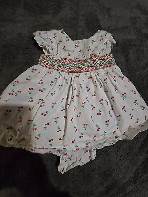 Baby Girls 0 To 3 Months Cherry Smocked Dress And Pants From Matalan • £2