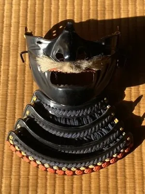 Kyoto Samurai Japan Visor(menpo) Edo Armour. Vermillion-lacquered Inner Coating • $559.78