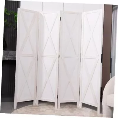 Room Divider Wood Room Dividers And Folding Privacy 4 Panel White-x Shape • $199.99