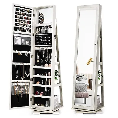 $219.95 • Buy Mirror Jewellery Cabinet Rotated Jewelry Makeup Cosmetic Storage Organiser Shelf