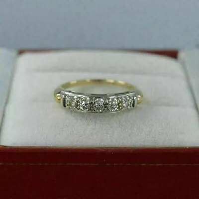 14K Yellow Gold Plated 0.30Ct Round Natural Moissanite Women's Wedding Band Ring • $120.99
