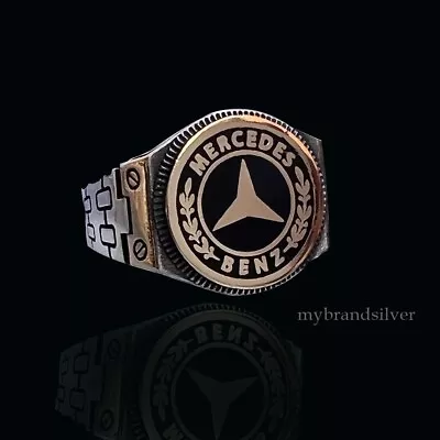 Sterling Silver Handmade Jewelry Mercedes Benz Car Logo Men's Ring All Size • $54