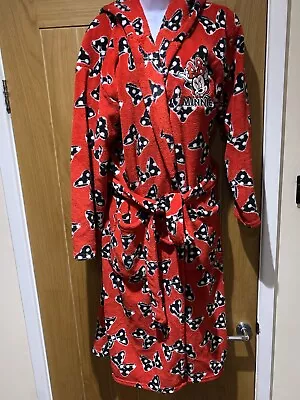 Disney Ladies Lovely Red Minnie Mouse  Soft Fleece Belted Dressing Gown M • £2.99