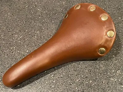 Velo Brown Synthetic Leather Retro Look Rivet Bicycle Saddle Seat VGUC • $24.99