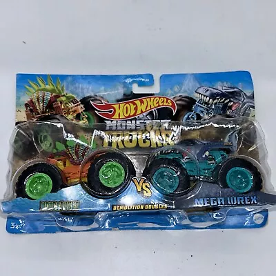 DieCast Hot Wheels Monster Trucks Motosaurus Vs Mega Wrex Demolition Doubles... • $8.99