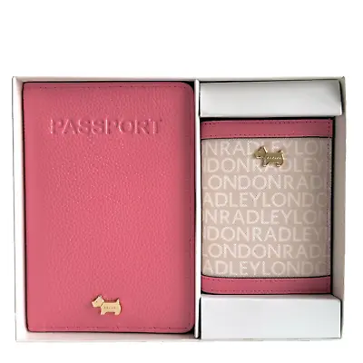 Radley Gift Boxed Chartwell Pink Leather Passport Cover And Card Holder - New • £49