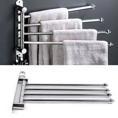 4-Arm Stainless Steel Swivel Towel Holder Swing Bar Rack Towel Hanger Wall Mount • $20.90
