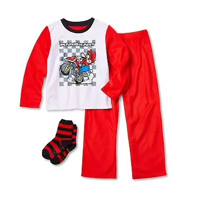 New Little & Big Boys 3-Piece Super Mario Pant Pajama Set 4 6 8 10 • $27.95