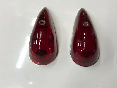 PAIR Red DIETZ 533 Vintage Marker Lamp GLASS LENS Old FIRE TRUCK CAB Light Bus • $59.95