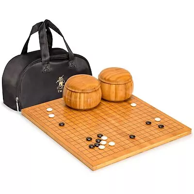 Bamboo 0.8  Reversible Go Game Set Board With Double Convex Stones And Bowls • $99.99