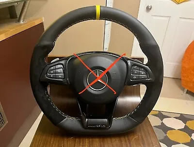 2015-2018 Mercedes C63 C43 GLE43 AMG Steering Wheel Yellow Stitching Alcantara • $549