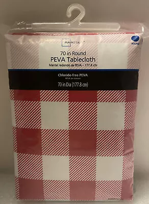 Mainstays PEVA Vinyl Tablecloth Round 70 Inch Red Buffalo Check Party Decor • $13.99