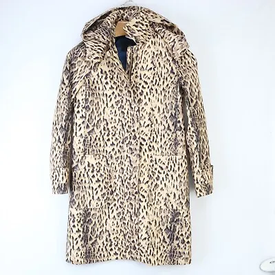 Nwt New J. Crew Leopard Print Cotton Long Removable Hood Trench Coat Jacket 00 • $171.30