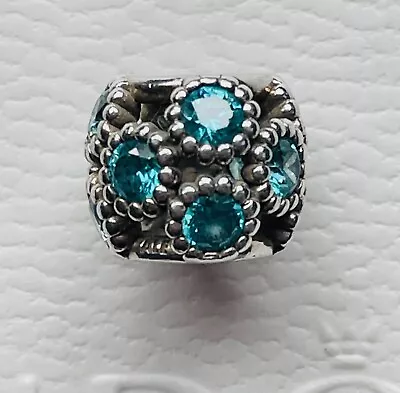 Pandora Charm Teal Studded Lights Sterling Silver #791296MCZ Cubic Zirconia • £18