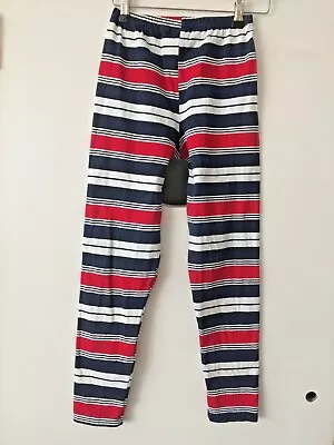 Vintage 80s 90s 'body Talk Stretch' Stripe Red White Blue Cotton Leggings S/m • £12