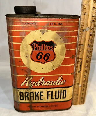 $13.50 • Buy Antique Phillips 66 Tin Litho Brake Fluid Can Gas Motor Oil Petroleum Company