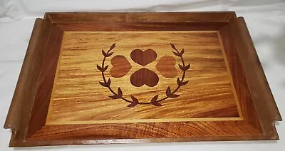 Vintage Marquetry Inlaid Wood Tray With Hearts  • $25