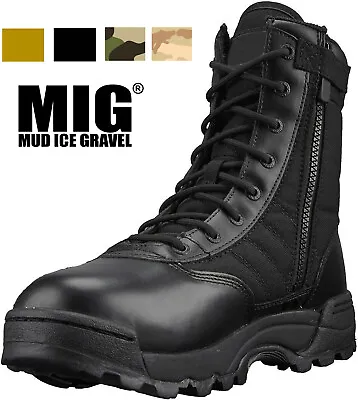 Mens Army Combat Boots By MIG Size 3-11 UK - POLICE CADET MILITARY SWAT TACTICAL • £23.95