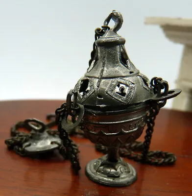 Antique German Metal Religious INCENSE CENSER 1:12 Dollhouse Miniature Catholic • $94.99