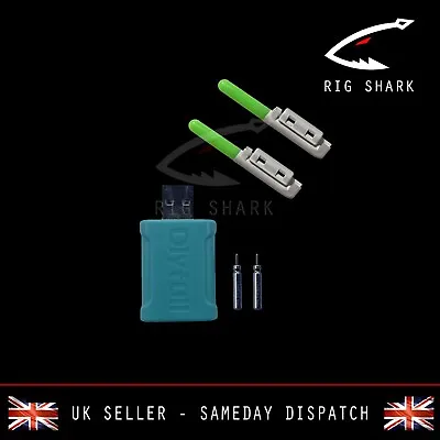 Rig Shark™ LED Sea Fishing Rod Tip Light Glow Stick Indicator +USB Charger Combo • £19.99