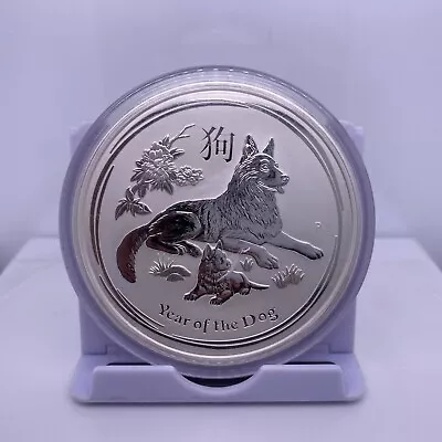 5 Oz 2018 Lunar Year Of The Dog 999 Fine Silver Coin Perth Mint + Capsuled • £127